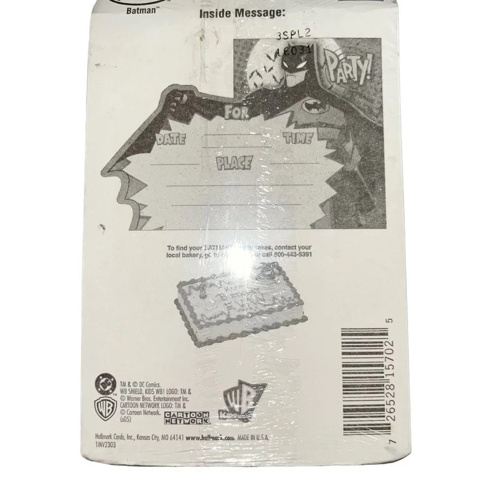 NIP Hallmark Batman Birthday Party Invitations Party Express 8 Count DC Comics